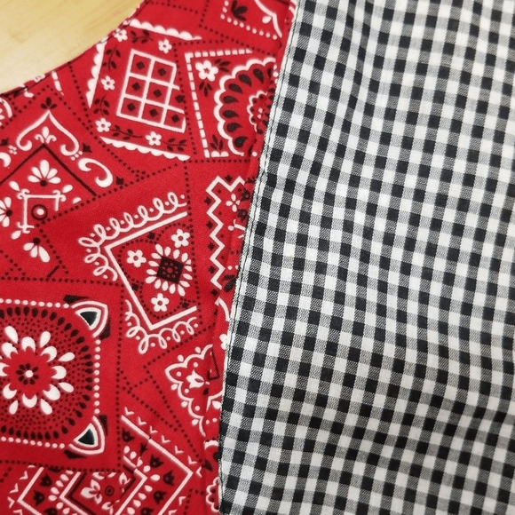 Ranch Hand Designs Red Bandana Gingham Vintage Open Vest SMALL (2778) - Picture 2 of 4